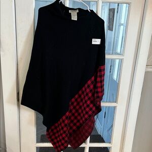 Black and Red Plaid Poncho
